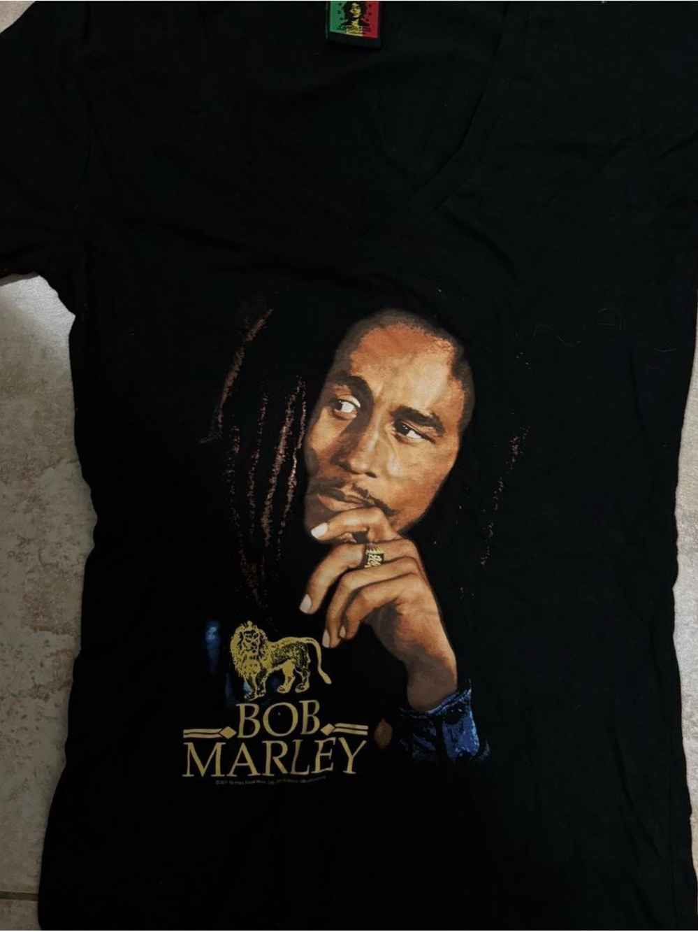 Bob Marley Black Graphic V-Neck Tee
